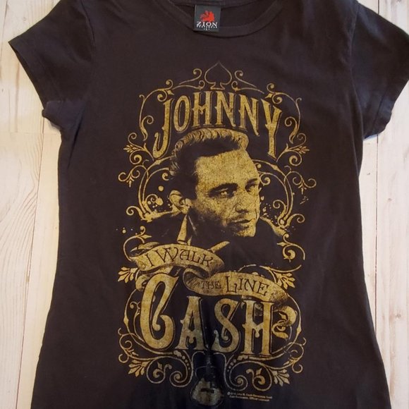 Johnny Cash Walk The Line Women's t-shirt Black Large - Picture 1 of 4